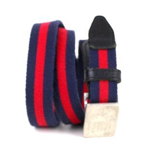 rag & bone BLACK LEATHER RED BLUE CANVAS 1"Wd CASUAL DRESS MEN'S BELT 30-34 (B39